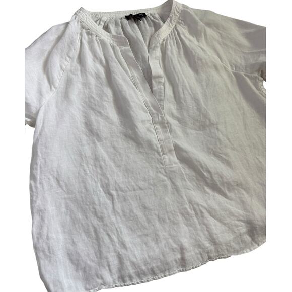 J. Crew Cabana Long Sleeve Coastal Top in White Linen Size Medium - Picture 8 of 12